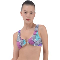 Lines Line Art Pastel Abstract Multicoloured Surfaces Art Ring Detail Bikini Top