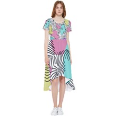 Lines Line Art Pastel Abstract Multicoloured Surfaces Art High Low Boho Dress