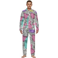 Lines Line Art Pastel Abstract Multicoloured Surfaces Art Men s Long Sleeve Velvet Pocket Pajamas Set