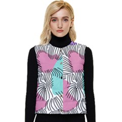 Lines Line Art Pastel Abstract Multicoloured Surfaces Art Women s Button Up Puffer Vest