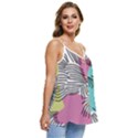 Lines Line Art Pastel Abstract Multicoloured Surfaces Art Casual Spaghetti Strap Chiffon Top View3