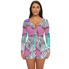 Lines Line Art Pastel Abstract Multicoloured Surfaces Art Long Sleeve Boyleg Swimsuit