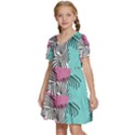 Lines Line Art Pastel Abstract Multicoloured Surfaces Art Kids  Short Sleeve Tiered Mini Dress View2