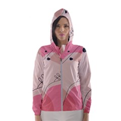 Pink Pattern Line Art Texture Minimalist Design Women s Hooded Windbreaker by Maspions