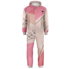 Pink Pattern Line Art Texture Minimalist Design Hooded Jumpsuit (men)