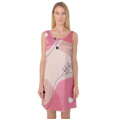 Pink Pattern Line Art Texture Minimalist Design Sleeveless Satin Nightdress