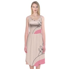 Pink Pattern Line Art Texture Minimalist Design Midi Sleeveless Dress