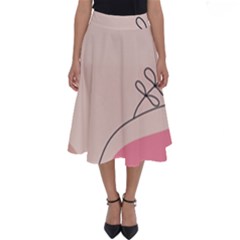 Pink Pattern Line Art Texture Minimalist Design Perfect Length Midi Skirt by Maspions