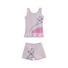 Pink Pattern Line Art Texture Minimalist Design Kids  Boyleg Swimsuit