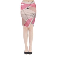 Pink Pattern Line Art Texture Minimalist Design Midi Wrap Pencil Skirt by Maspions