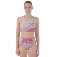 Pink Pattern Line Art Texture Minimalist Design Racer Back Bikini Set