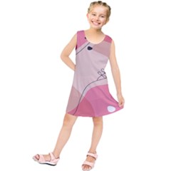 Pink Pattern Line Art Texture Minimalist Design Kids  Tunic Dress