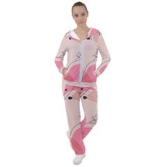 Pink Pattern Line Art Texture Minimalist Design Women s Tracksuit