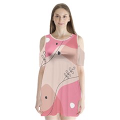 Pink Pattern Line Art Texture Minimalist Design Shoulder Cutout Velvet One Piece