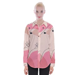 Pink Pattern Line Art Texture Minimalist Design Womens Long Sleeve Shirt