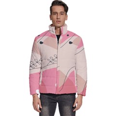 Pink Pattern Line Art Texture Minimalist Design Men s Puffer Bubble Jacket Coat by Maspions