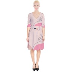 Pink Pattern Line Art Texture Minimalist Design Wrap Up Cocktail Dress