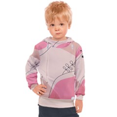 Pink Pattern Line Art Texture Minimalist Design Kids  Hooded Pullover by Maspions