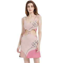 Pink Pattern Line Art Texture Minimalist Design Velour Cutout Dress