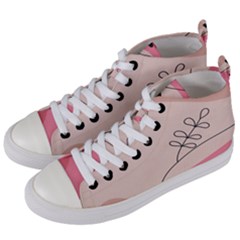 Pink Pattern Line Art Texture Minimalist Design Women s Mid-top Canvas Sneakers