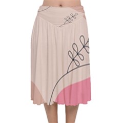 Pink Pattern Line Art Texture Minimalist Design Velvet Flared Midi Skirt by Maspions