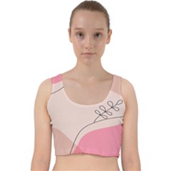 Pink Pattern Line Art Texture Minimalist Design Velvet Racer Back Crop Top by Maspions