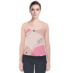 Pink Pattern Line Art Texture Minimalist Design Velvet Spaghetti Strap Top