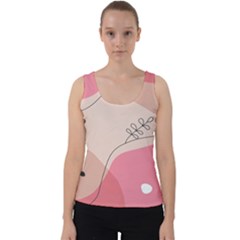 Pink Pattern Line Art Texture Minimalist Design Velvet Tank Top