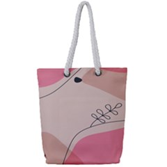 Pink Pattern Line Art Texture Minimalist Design Full Print Rope Handle Tote (small) by Maspions