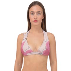 Pink Pattern Line Art Texture Minimalist Design Double Strap Halter Bikini Top