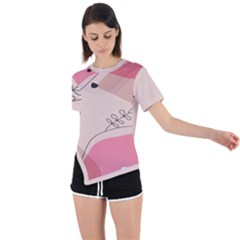 Pink Pattern Line Art Texture Minimalist Design Asymmetrical Short Sleeve Sports T-shirt