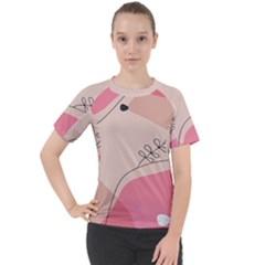 Pink Pattern Line Art Texture Minimalist Design Women s Sport Raglan T-shirt