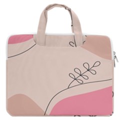 Pink Pattern Line Art Texture Minimalist Design Macbook Pro 15  Double Pocket Laptop Bag 