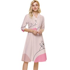 Pink Pattern Line Art Texture Minimalist Design Classy Knee Length Dress