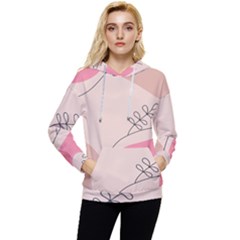 Pink Pattern Line Art Texture Minimalist Design Women s Lightweight Drawstring Hoodie