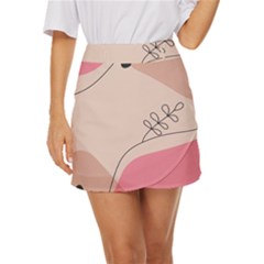 Pink Pattern Line Art Texture Minimalist Design Mini Front Wrap Skirt