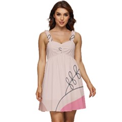 Pink Pattern Line Art Texture Minimalist Design Ruffle Strap Babydoll Chiffon Dress