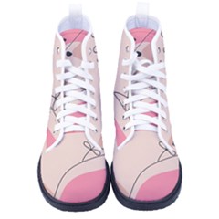 Pink Pattern Line Art Texture Minimalist Design Women s High-top Canvas Sneakers by Maspions