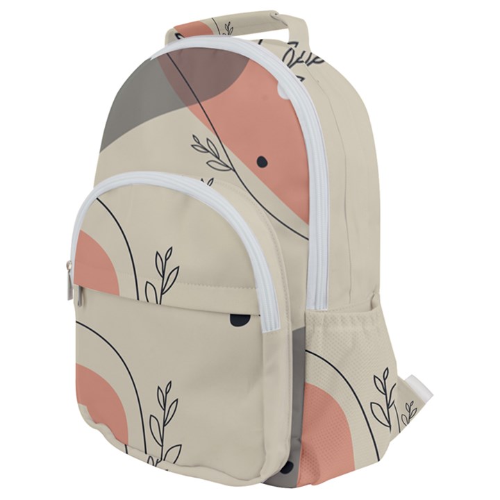 Pattern Line Art Texture Minimalist Design Rounded Multi Pocket Backpack