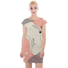 Pattern Line Art Texture Minimalist Design Cap Sleeve Bodycon Dress