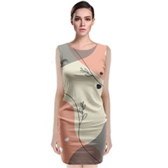 Pattern Line Art Texture Minimalist Design Sleeveless Velvet Midi Dress