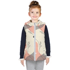 Pattern Line Art Texture Minimalist Design Kids  Hooded Puffer Vest