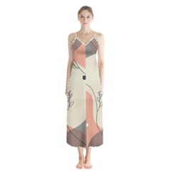 Pattern Line Art Texture Minimalist Design Button Up Chiffon Maxi Dress