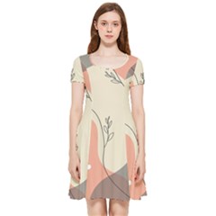 Pattern Line Art Texture Minimalist Design Inside Out Cap Sleeve Dress by Maspions