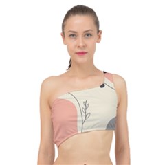 Pattern Line Art Texture Minimalist Design Spliced Up Bikini Top 