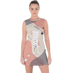 Pattern Line Art Texture Minimalist Design Lace Up Front Bodycon Dress by Maspions