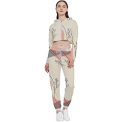 Pattern Line Art Texture Minimalist Design Cropped Zip Up Lounge Set