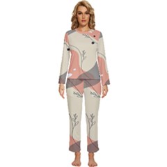 Pattern Line Art Texture Minimalist Design Womens  Long Sleeve Lightweight Pajamas Set