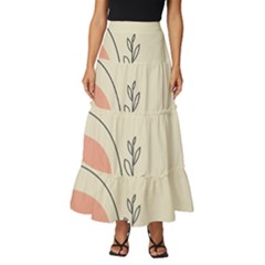 Pattern Line Art Texture Minimalist Design Tiered Ruffle Maxi Skirt