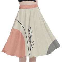 Pattern Line Art Texture Minimalist Design A-line Full Circle Midi Skirt With Pocket by Maspions